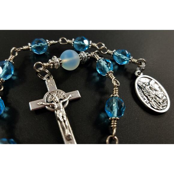 One Decade Rosary, Police Rosary, Handmade Saint Michael Pocket Rosary - Picture 3 of 10